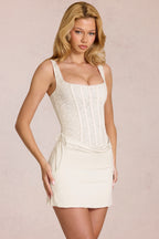 Chic Lace Corset Mini Dress in Pearl