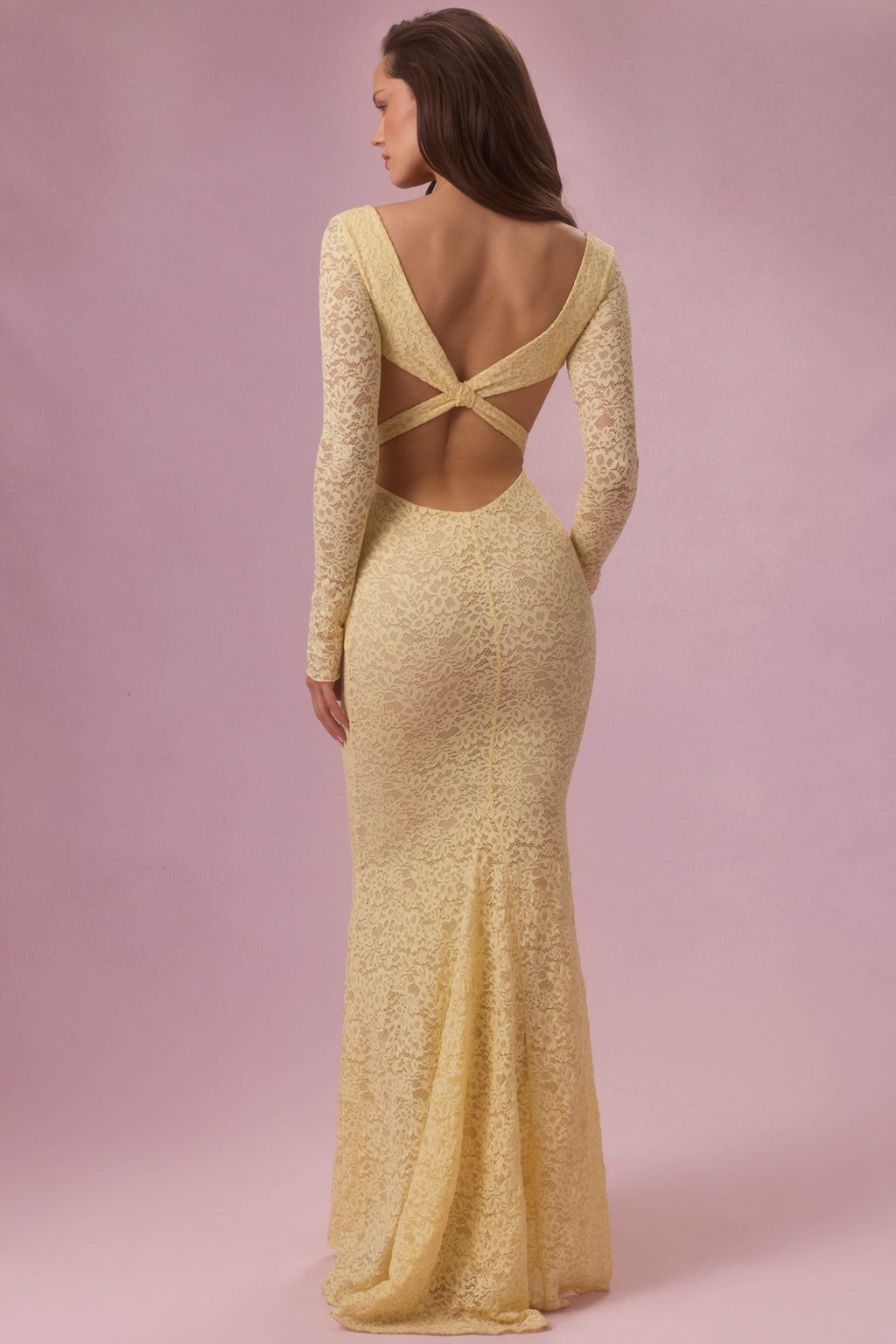 Chic Lace Long-Sleeve Maxi Dress in Butter