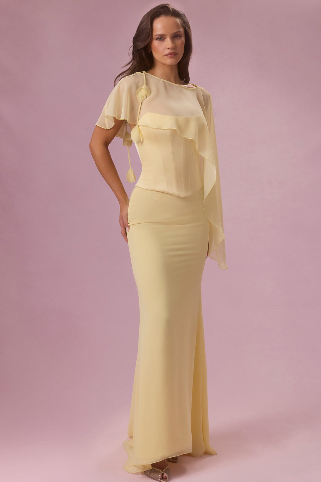 Chic Chiffon Cape in Butter