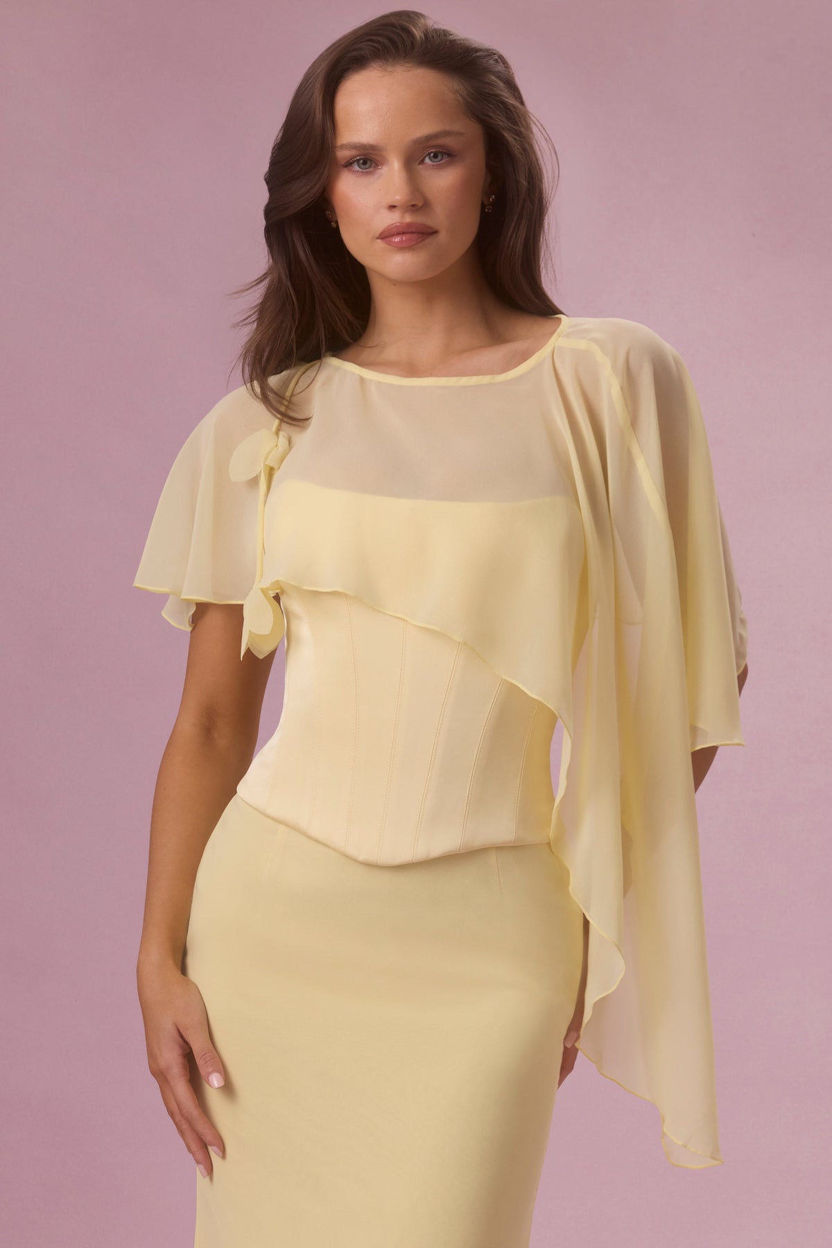 Chic Chiffon Cape in Butter