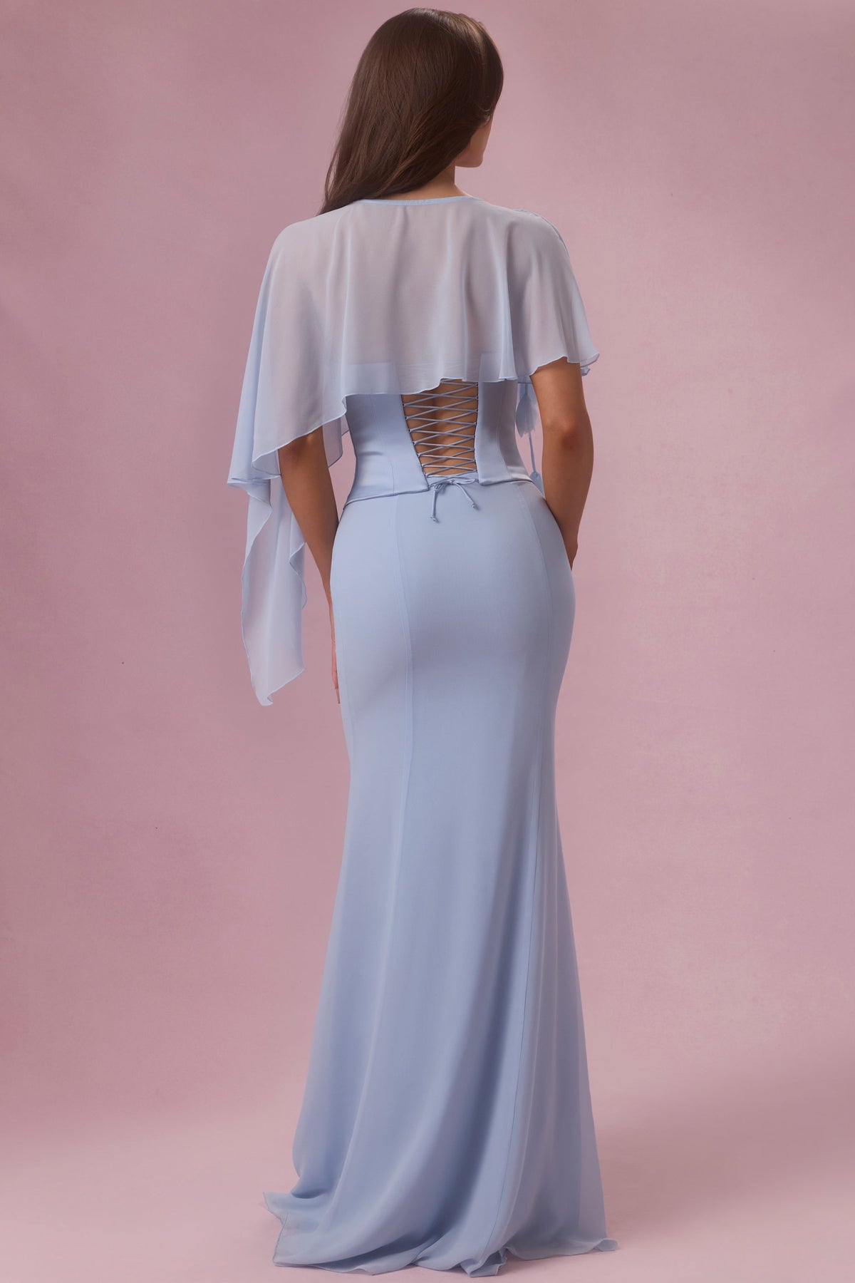 Chic Chiffon Cape in Sky Blue