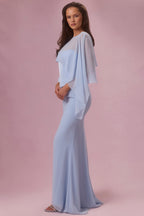 Chic Chiffon Cape in Sky Blue