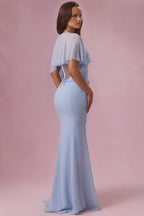 Chic Chiffon Cape in Sky Blue