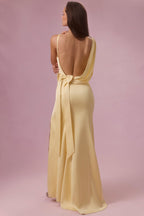 Chic Satin Draped Bridesmaid Dress in Butter
