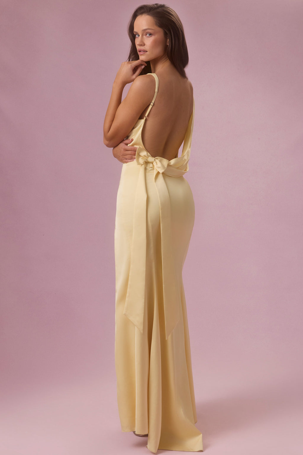 Chic Satin Draped Bridesmaid Dress in Butter