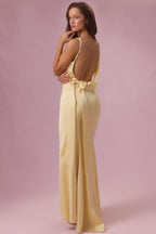 Chic Satin Draped Bridesmaid Dress in Butter