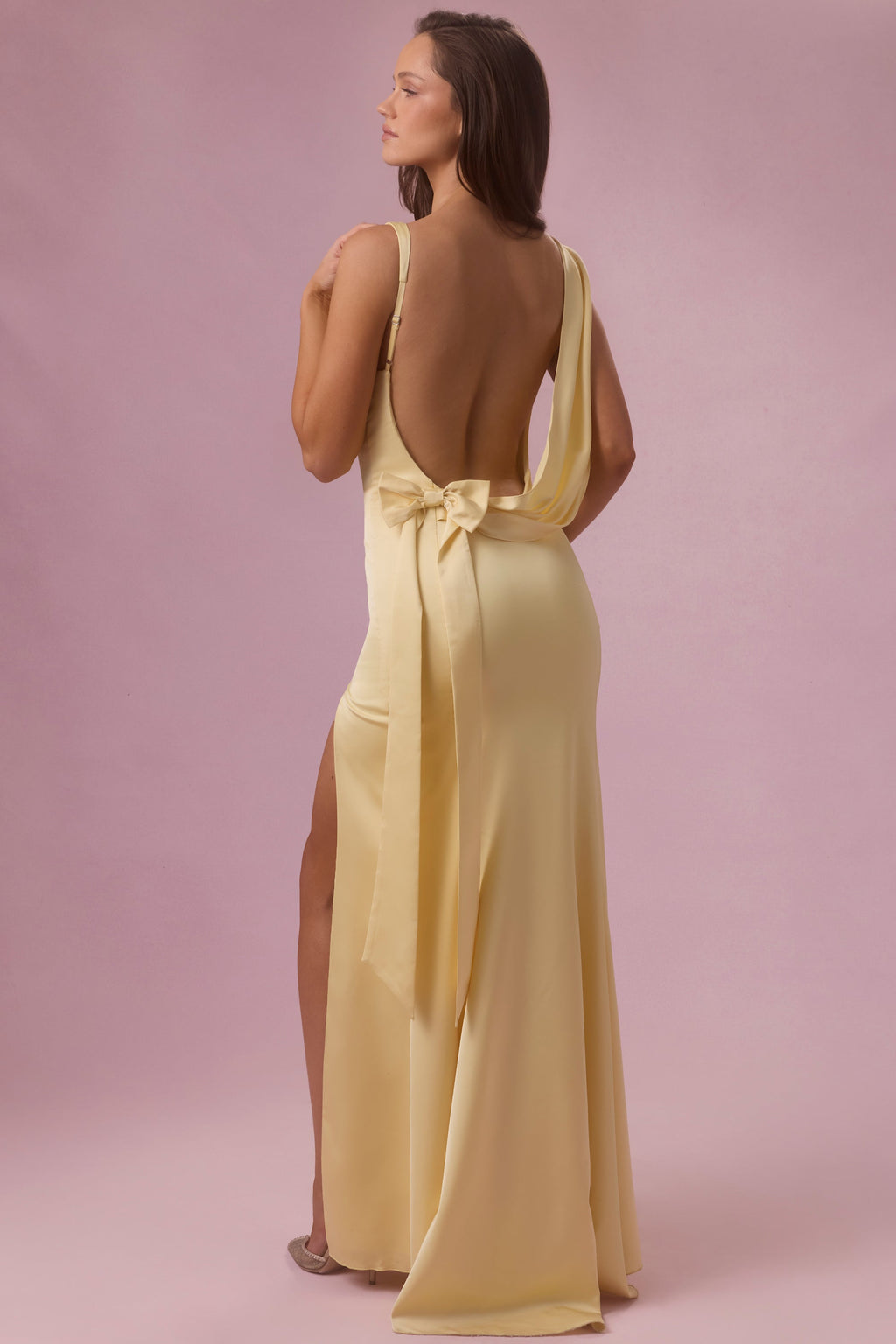 Chic Satin Draped Bridesmaid Dress in Butter