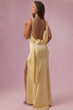 Chic Satin Draped Bridesmaid Dress in Butter