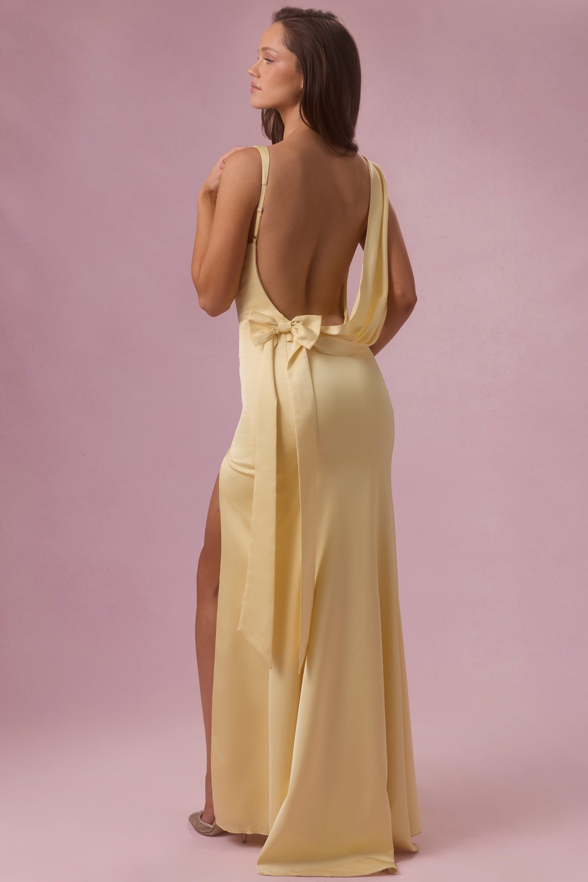 Chic Satin Draped Bridesmaid Dress in Butter