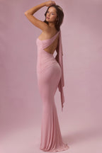 Chic Jersey Bridesmaid Dress in Blush Pink