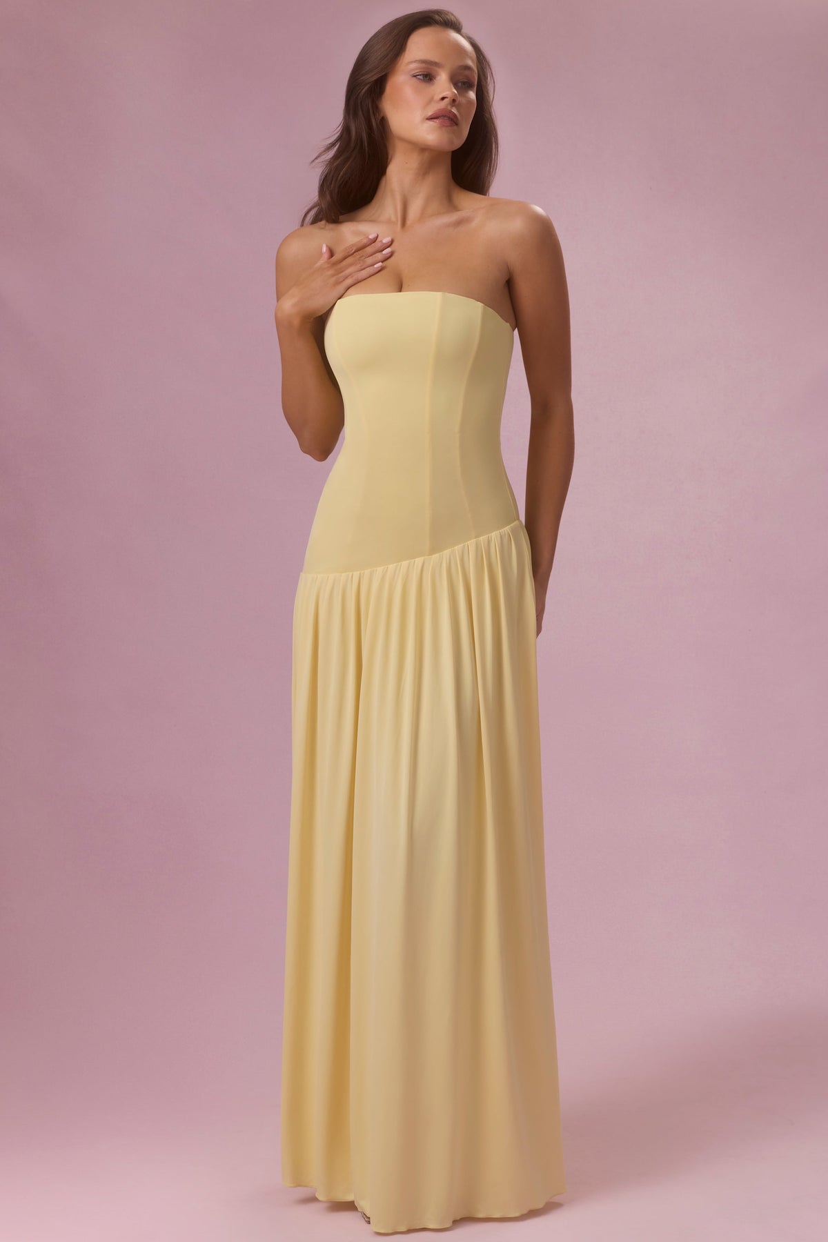 Chic Jersey Strapless Gown in Butter