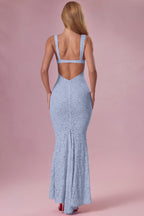 Chic Lace Sweetheart-Neck Gown in Sky Blue