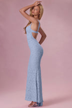 Chic Lace Sweetheart-Neck Gown in Sky Blue