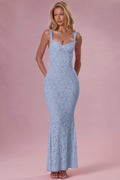 Chic Lace Sweetheart-Neck Gown in Sky Blue
