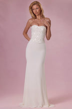 Chic Embellished Corset Strapless Gown in Pearl