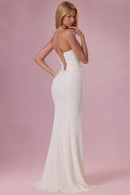 Chic Embellished Corset Strapless Gown in Pearl