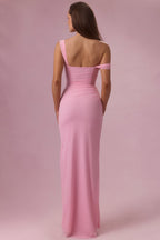 Chic Mesh Draped Corset Gown in Candyfloss Pink
