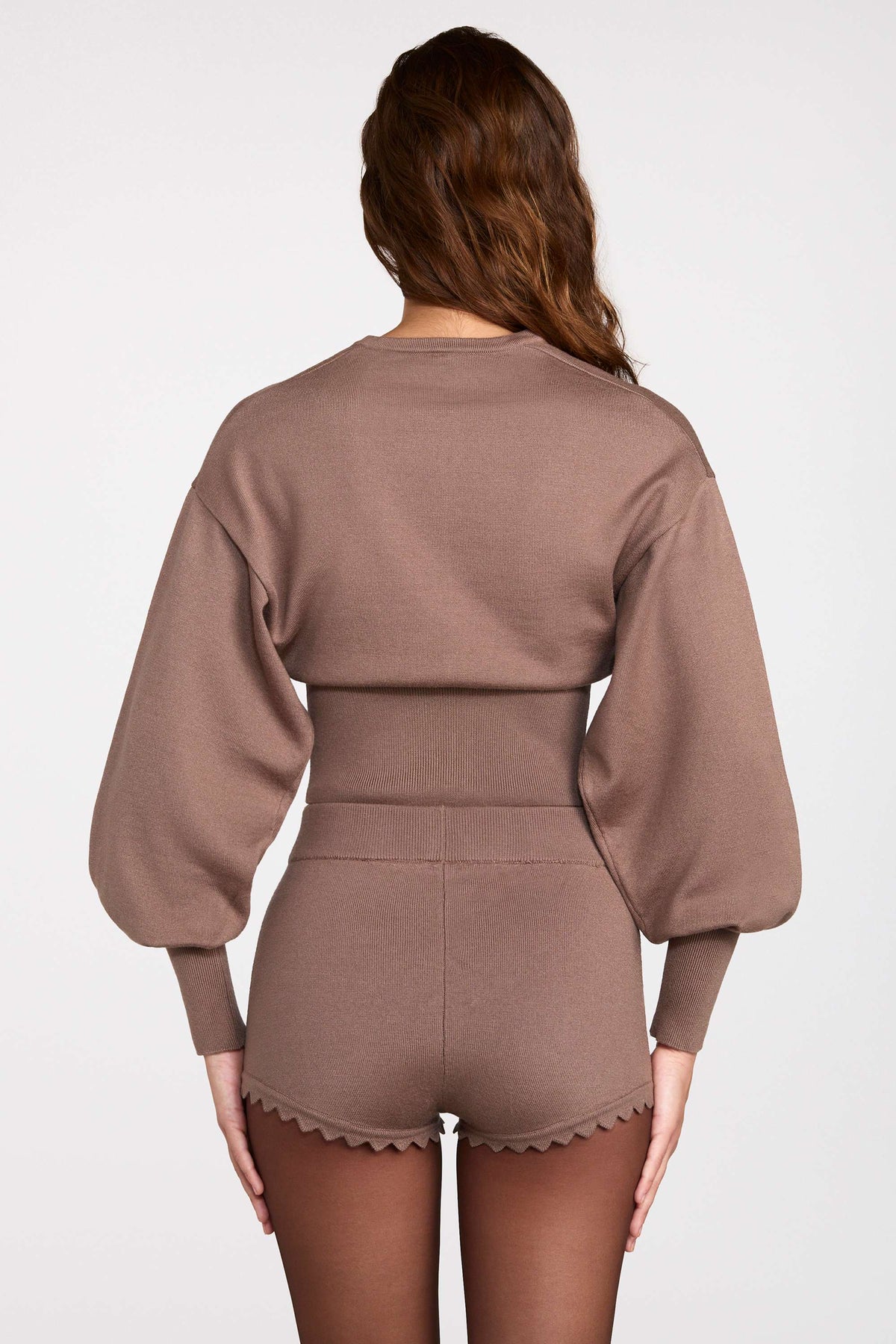 Chic Knit Mid-Rise Mini Shorts in Mocha