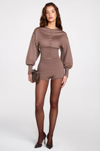 Chic Knit Mid-Rise Mini Shorts in Mocha