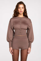 Chic Knit Mid-Rise Mini Shorts in Mocha
