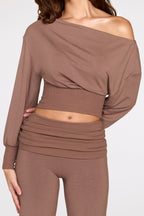 Chic Modal Low-Rise Straight-Leg Trousers in Mocha