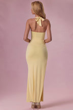 Chic Jersey Corset Bridesmaid Dress in Butter Yellow