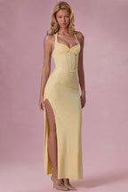 Chic Jersey Corset Bridesmaid Dress in Butter Yellow