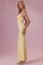 Chic Jersey Corset Bridesmaid Dress in Butter Yellow