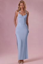 Chic Jersey Corset Bridesmaid Dress in Powder Blue