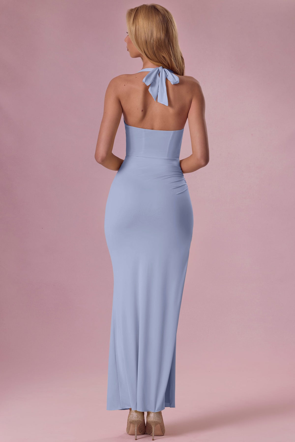 Chic Jersey Corset Bridesmaid Dress in Powder Blue