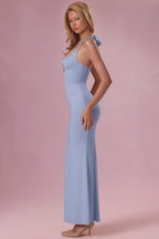 Chic Jersey Corset Bridesmaid Dress in Powder Blue