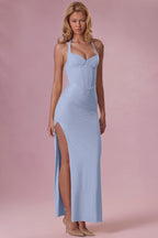 Chic Jersey Corset Bridesmaid Dress in Powder Blue