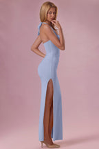 Chic Jersey Corset Bridesmaid Dress in Powder Blue