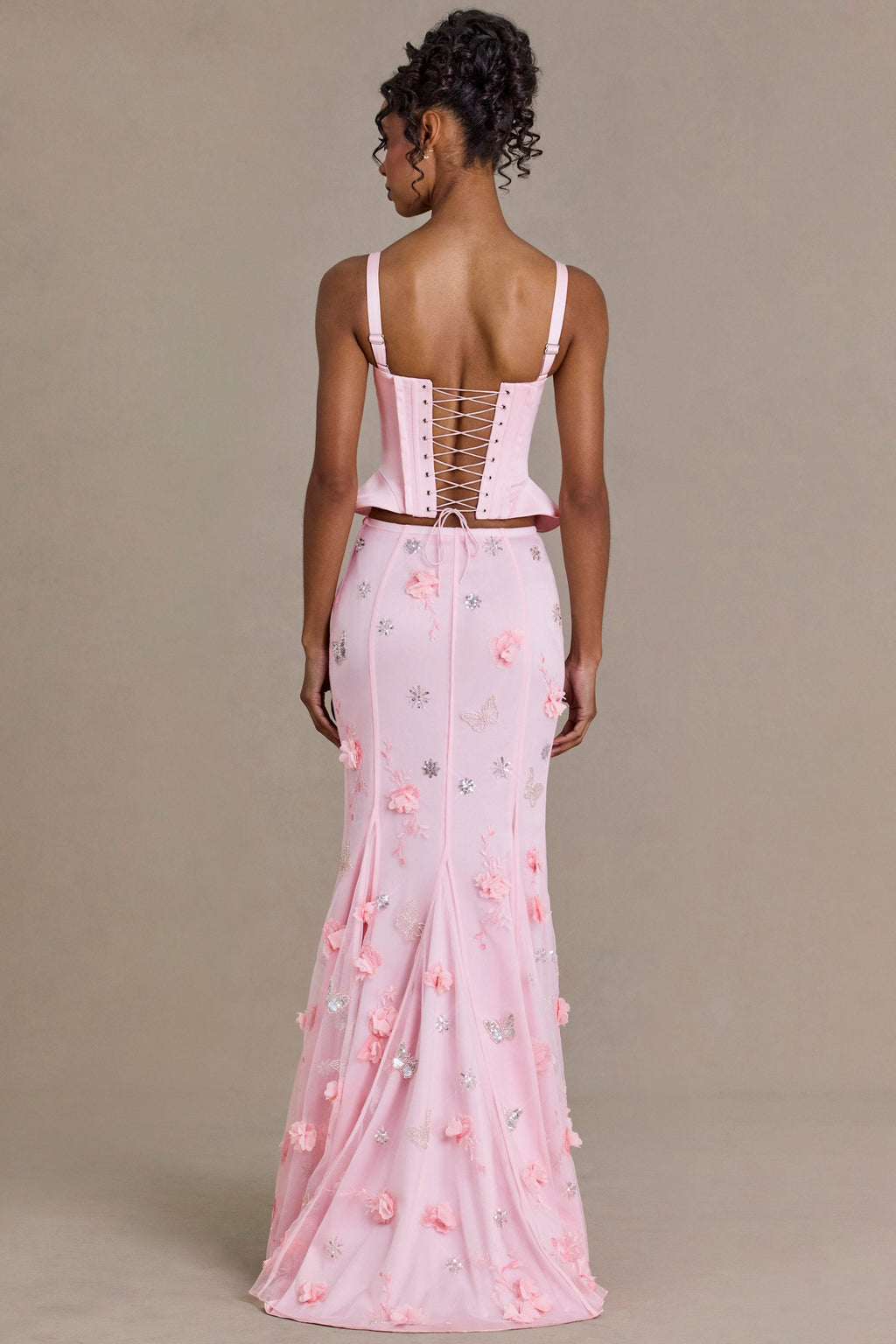 Chic Embellished Tulle Skirt in Baby Pink