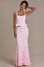 Chic Embellished Tulle Skirt in Baby Pink