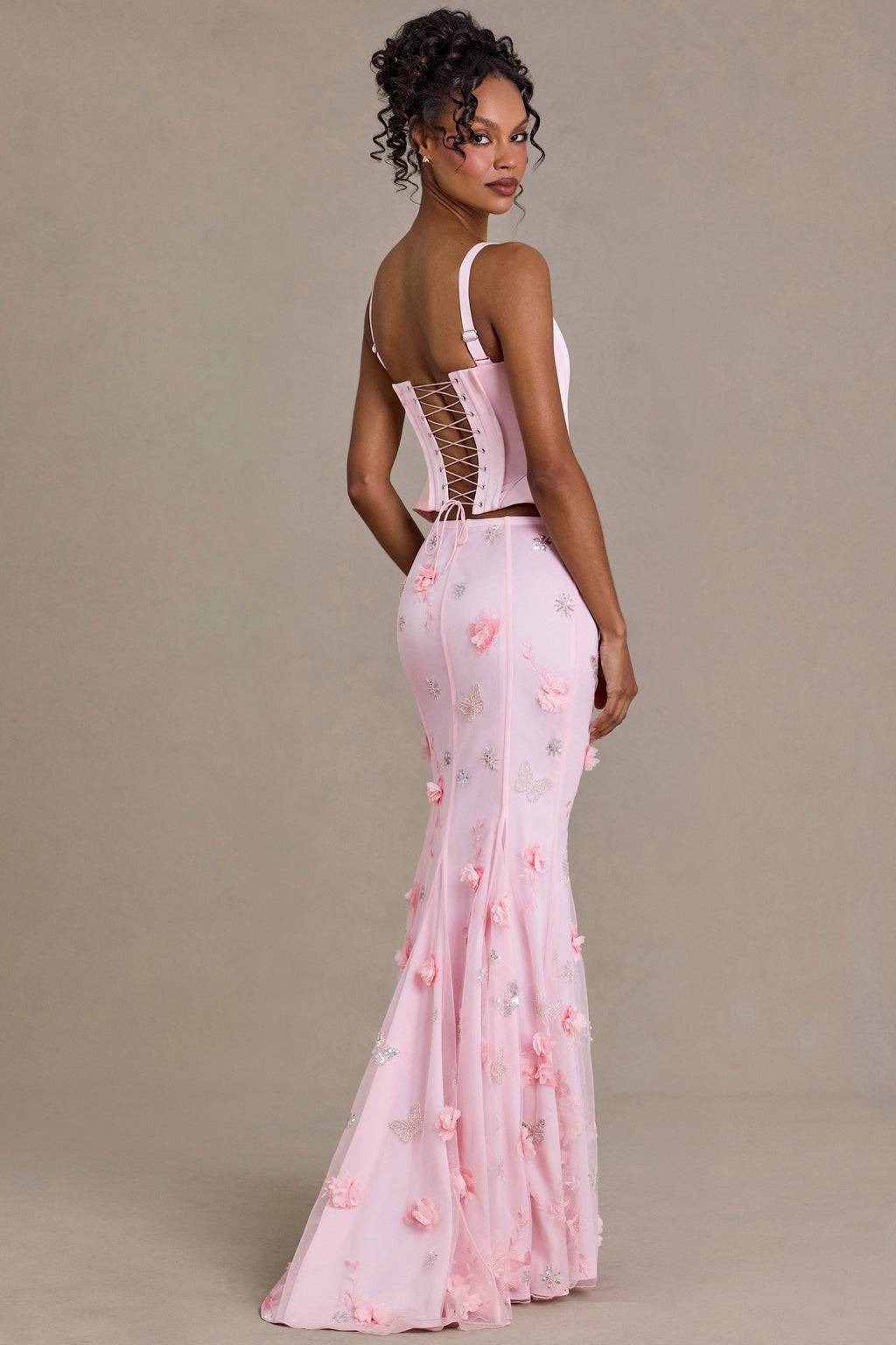 Chic Embellished Tulle Skirt in Baby Pink