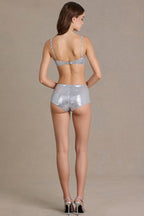 Chic Sequin Mesh Bralette in Silver