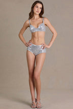 Chic Sequin Mesh Bralette in Silver
