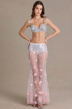 Chic Sequin Mesh Mid-Rise Mini Shorts in Diamond