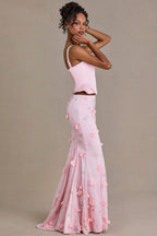 Chic Satin Lace-Up Corset Top in Baby Pink