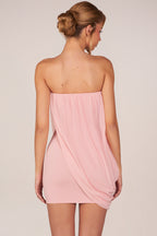 Chic Bandeau Draped Mini Dress in Blush Pink