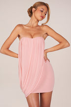 Chic Bandeau Draped Mini Dress in Blush Pink