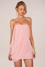 Chic Bandeau Draped Mini Dress in Blush Pink
