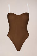 Chic Strapless Bodysuit in Chestnut