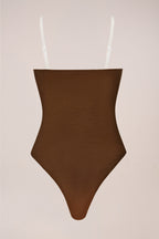 Chic Strapless Bodysuit in Chestnut
