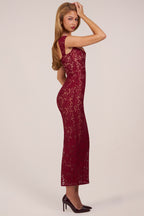 Chic Sweetheart-Neck Maxi Dress in Wine