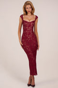 Chic Sweetheart-Neck Maxi Dress in Wine
