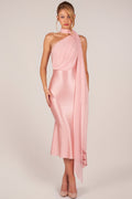 Chic Scarf-Detail Midaxi Dress in Blush