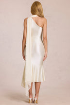 Chic Scarf-Detail Midaxi Dress in Pearl