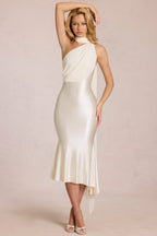 Chic Scarf-Detail Midaxi Dress in Pearl